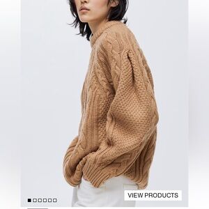 H&M premium collection oversized wool blend Cable Knit Sweater - camel